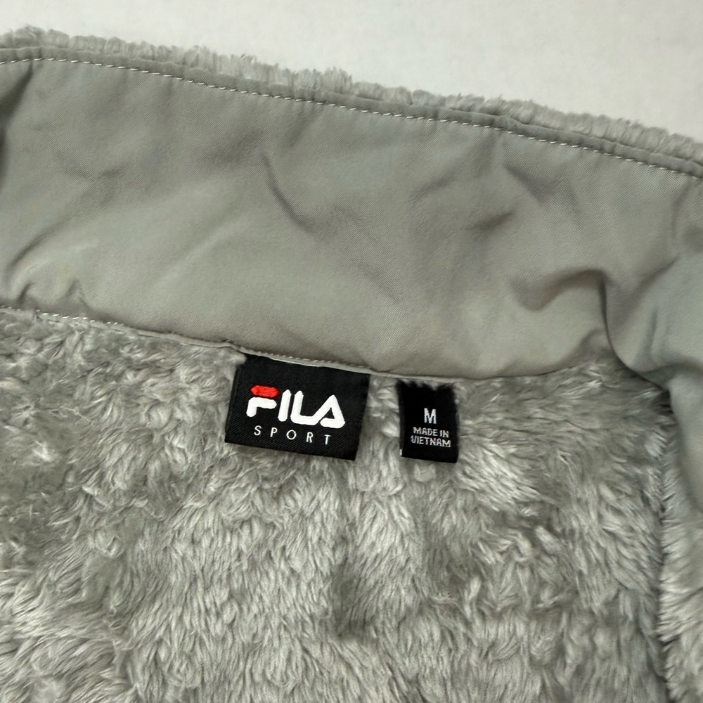 Fila Faux Fur Fleece Full Zip Jacket Gray Size M - Picture 8 of 12